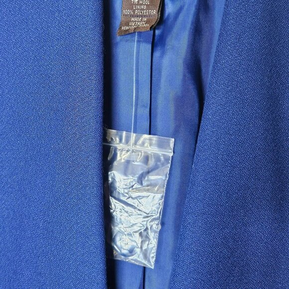 Chadwicks Collection NWOT Womens Blue Wool Blend Belted Blazer Jacket Peplum 8 - Picture 7 of 11
